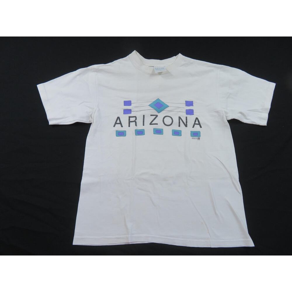 Arizona Souvenir T-Shirt, Native Art Design, White Sz M 1990s